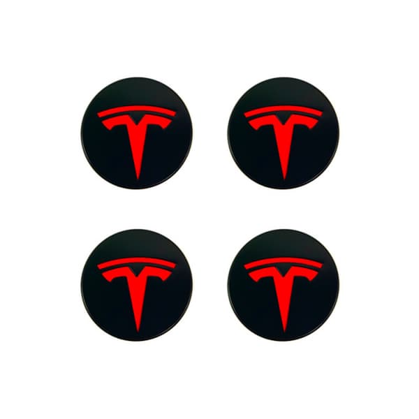 4 stk. hjulnavkapsler til Tesla Model 3 Y Tesla Rød