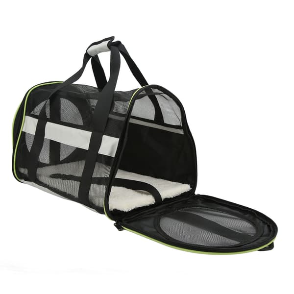Pet Travel Carrier 600D Nylon Cat Dog Holder Foldable Carry Bag Adjustable Shoulder Strap Light Grey