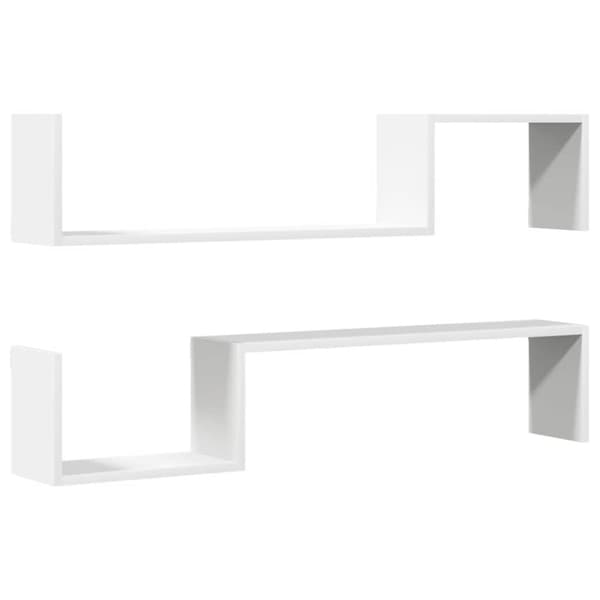 Vegg-hyller 2 stk hvit 100x15x20 cm konstruert tre