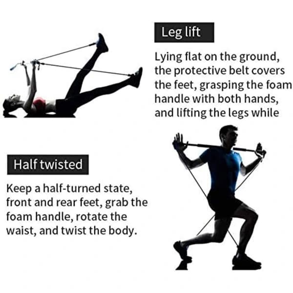 (pow yeah!) Styrketræning Yoga Pilates Stick - Gym Modstandsbånd Stangsæt