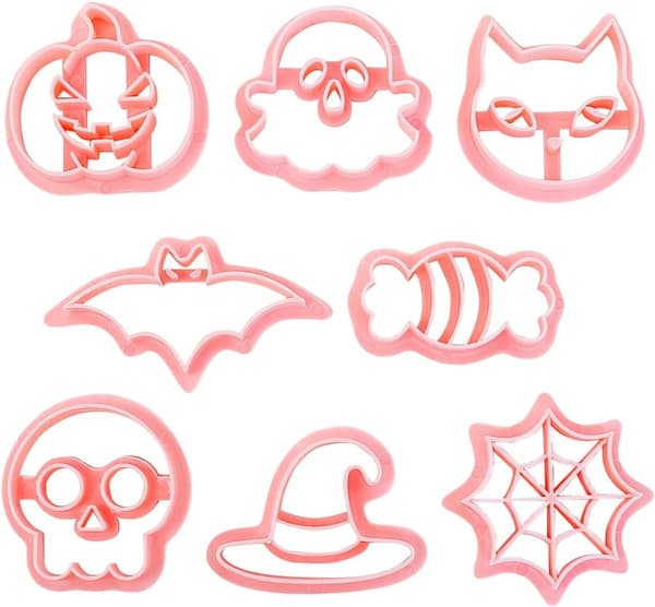 8 Halloweenkageforme - 3D-plastforme, spøgelse græskar kat bageværktøj - til kager, bagværk, småkager