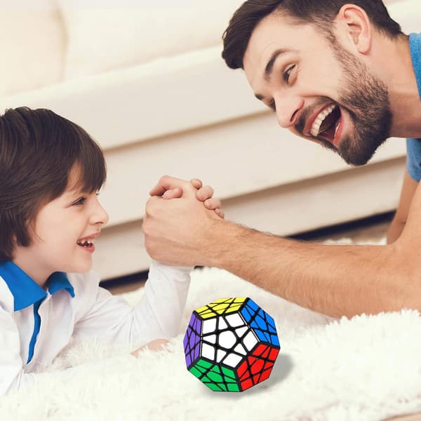 Rubiks Kube 3x3, 3x3 Dodekaeder Speed Cube, Puzzle Speed Cube til Børn og Voksne, Sort