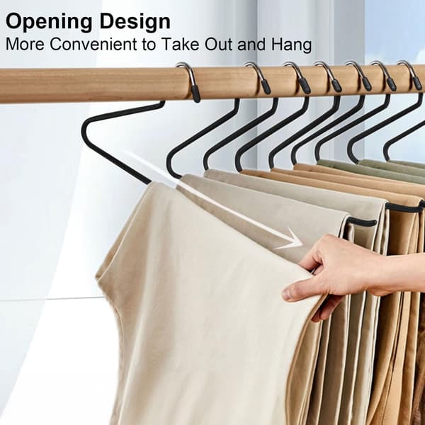 20-pack Chrome Metal Open-Ended Hangers - Non-Slip Coating - Easy to