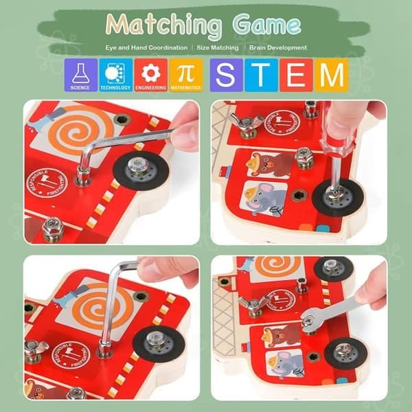 Montessori Toy - Busy Board - Educational Toy - Screwdriver Tool - Fine Motor Skill Development - Ages 3-6