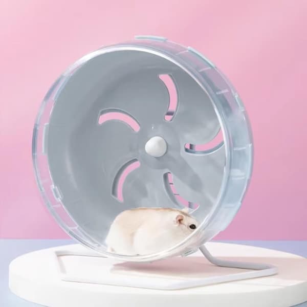 Silent Hamster Exercise Wheel With Adjustable Stand, Removable Easy-Clean PP Running Wheel For Small Pet Cage Training, Blue 17cm