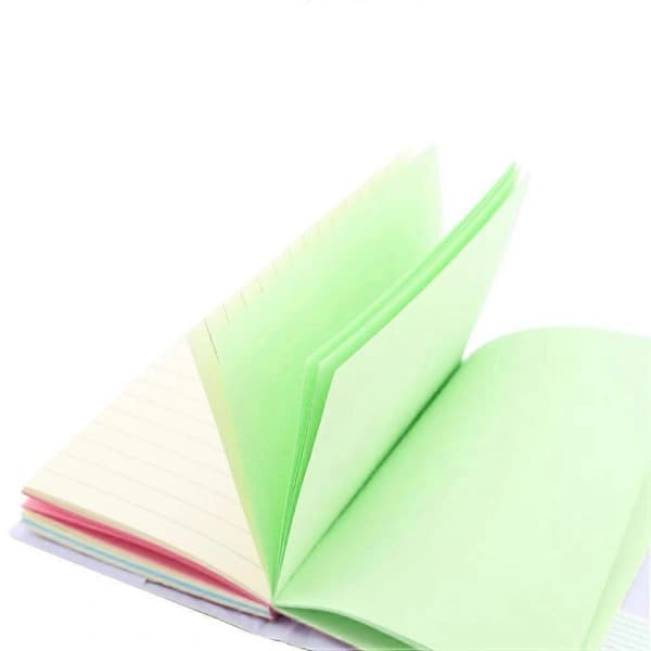 (Pow Yeah!) Notesbog PU Notesbog til notater Grøn notesblok med farvede sider