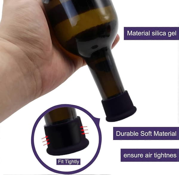 Silikonepropper 6-pak Vinpropper Genanvendelige propper til vin, champagneflasker, ølflasker, mousserende vin, vinpropper, flaskepropper