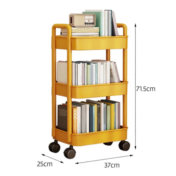 Storage Rack 4-Tier Rolling Cart with Wheels, Sturdy Construction, Large Capacity, Strong Load-Bearing, Mobile Shelf Cart, Bookshelf White-FF- White White