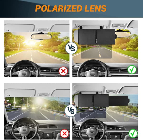 Car Sun Visor Extender, 31x15cm Anti-glare Pull-Down Sun Visor with Zipper