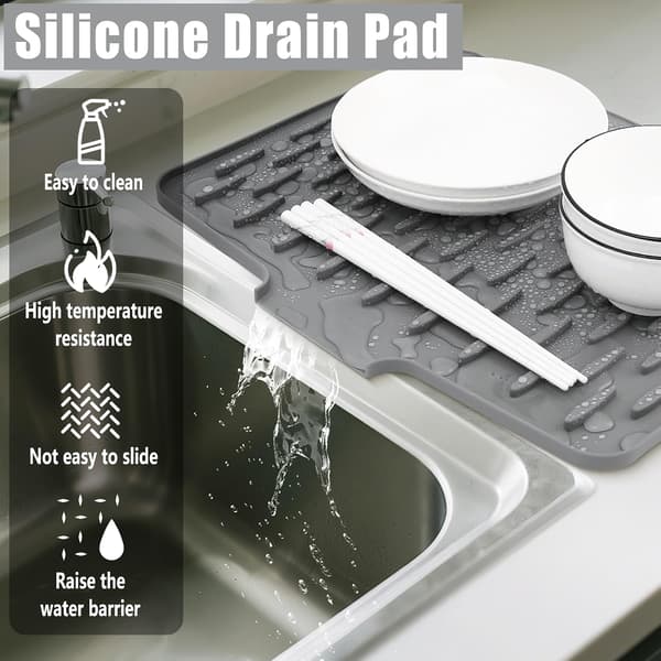 Silicone Dish Drying Mat, Non-Slip & Heat-Resistant Kitchen Drain Board[JUN]