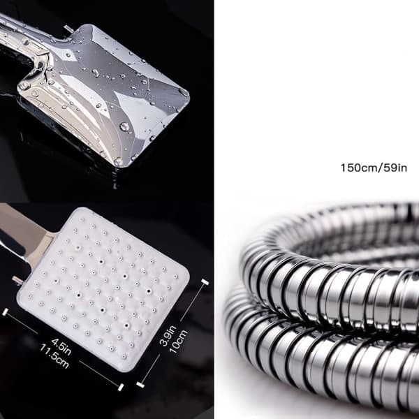 Large Shower Head with 1.5m Hose, Handheld Shower with 6 Spray Settings