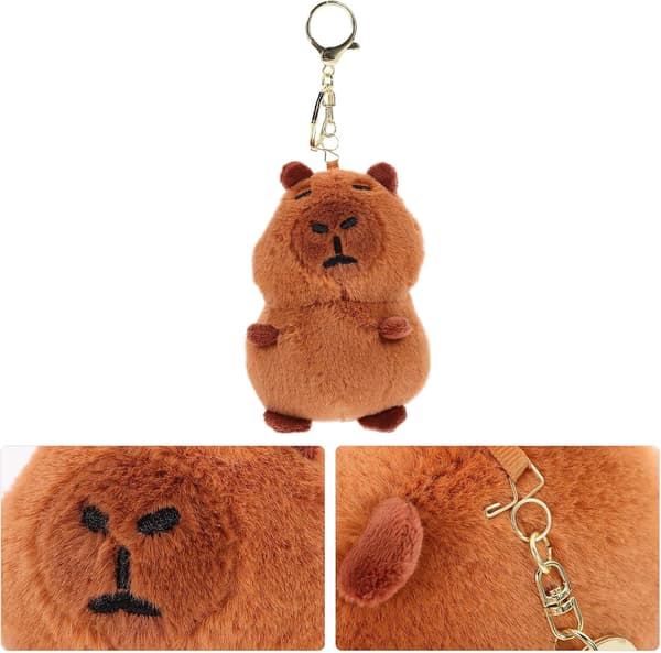 Plysj Capybara Nøglering Charme, Udstoppede Fluffy Capybara Vedhæng