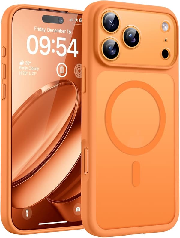 Magnetisk skal til iPhone 17 Pro Max, MagSafe-kompatibel i orange [JUN]