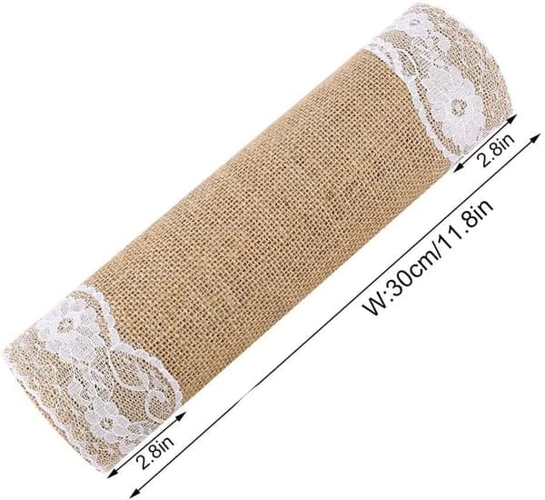 Jute and Lace Table Runner for Wedding Party Decorations 30 x 275 cm