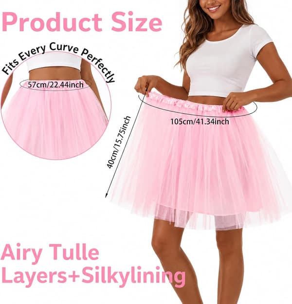 4 lager Tutu Fluffig Dans Balett Bubbelkjol, Rosa Kjolar