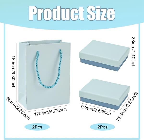 2-pack blå presentförpackningar bärväskor set | 1,1 tum blå Blue-size3