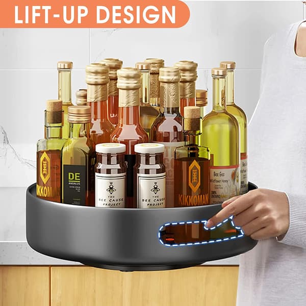 Metal Turntable for Cabinets, Rotating Spice Rack for Pantry, Cabinet, Organizing Table, 25 cm, Black