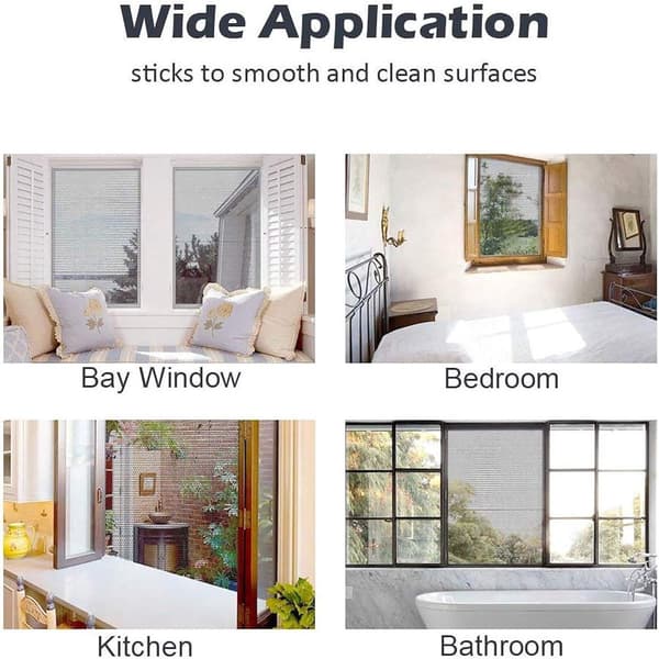 Window Insect Screen with Velcro, Quick Installation, Reusable, Washable for Home Windows, White 100x120 cm