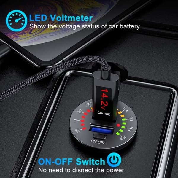 Quick Charger 3.0 USB Car Charger Socket 12V/24V 36W, QC3.0 Dual