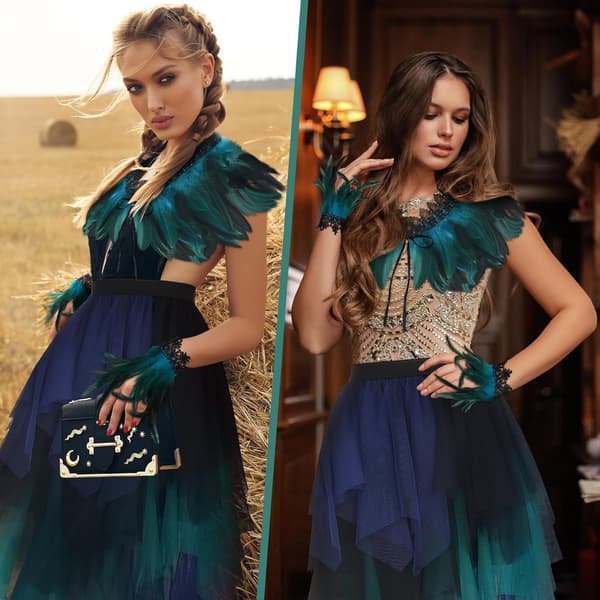 3 delar Halloween Damkostymset | röd Blå Lake Blue