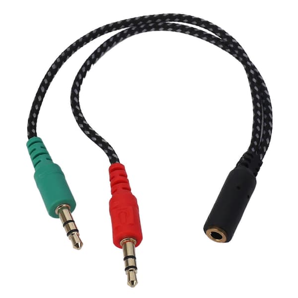 Hovedtelefon-splitter til computer, hovedtelefonadapter til pc-lyd og mikrofon, 3,5 mm hun til 3,5 mm han