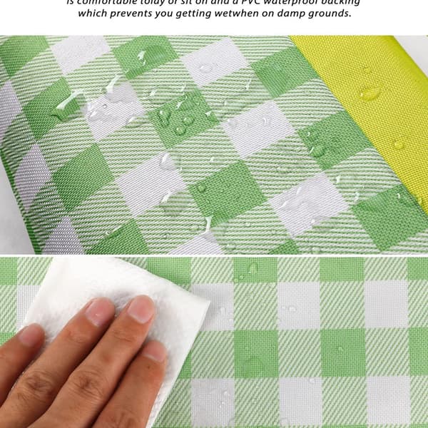 (Grøn og hvidternet) 200*150cm Picnictæppe, Foldbart Pi