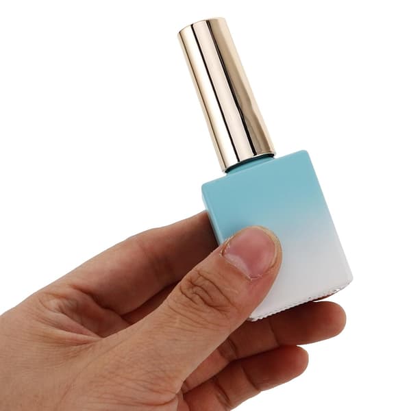 8 st tomma nagellacksflaskor i glas 11,7 ml påfyllningsbara runda behållare med borstlock för jämn applicering, gradientfärgdesign