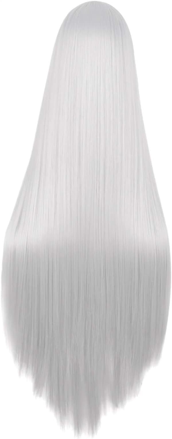 40\"/100cm Luonnollinen Pehmeä Suora Pitkä Cosplay Peruukki (hopeanharmaa)