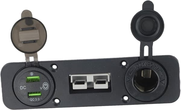 Premium Mount USB 3 0 Quick Charge-porte, 12/24V Bil Flush Receptacle Plade, Dobbelt Volt LED Display(B)