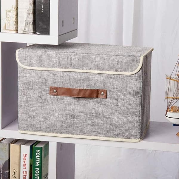 Foldable Canvas Storage Box with Strong Handle for Home, Office