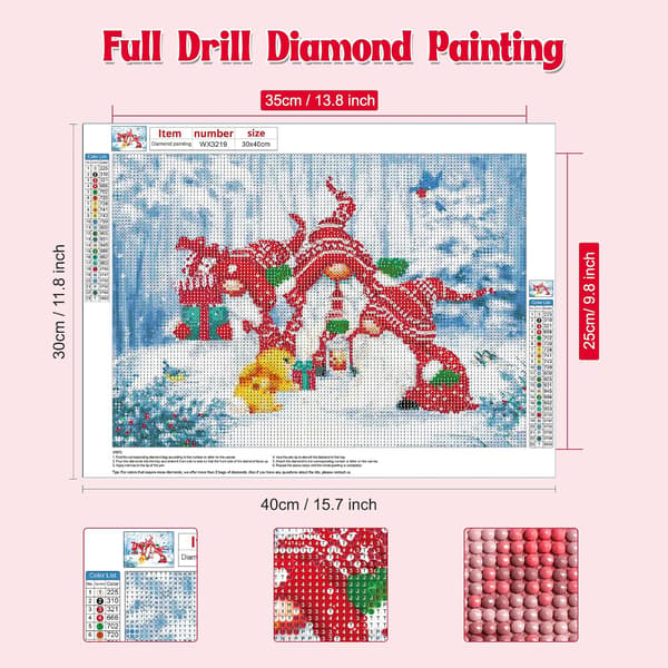 30x40cm Nisser Diamantmalingssæt til voksne, 5D Jul Dia