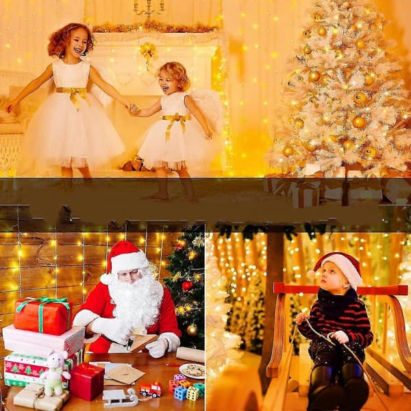 30m 300 LED String Light Christmas Decorations Warm White Waterproof String Light Mains Powered With 8 Modes For Patio/Garden/Window