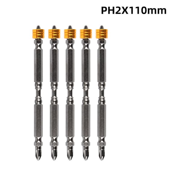 Extended Double-Ended Magnetic Screwdriver Bit 110mm Compatible with Tool Steel 5-Pack