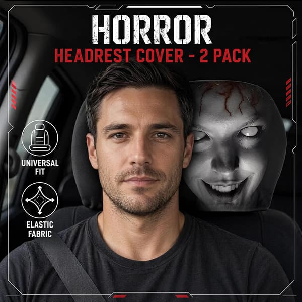2-pack roliga bilnackstödsskydd, Ghost Face nackstödsskydd, roligt nackstödsskydd för bil, dammskydd för bilbarnstolsnackstöd bilinteriör