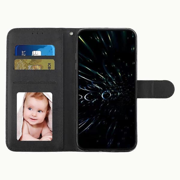 Wallet Case for iPhone 15 Pro PU Leather Stand Caif Texture Phone Cover with Strap