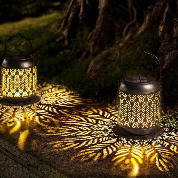 Udendørs solcellelanterne, 2 stk. udendørs solcellelampe LED solcellelanterne have