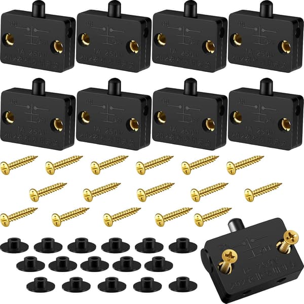 8-pak skabsdørskontakter til skabslys, automatisk 12v 24v 110v sort Black