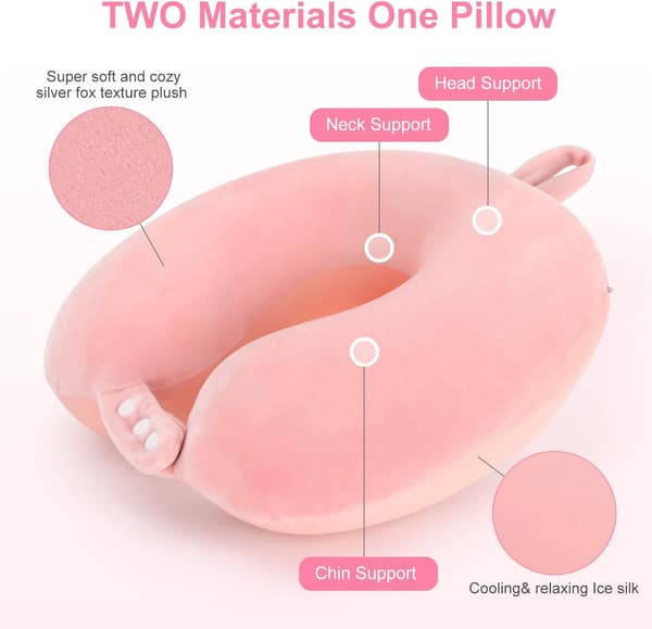 (Rosa) Rejsetaske Nakkepude, Bedste Memory Foam Flypude til H
