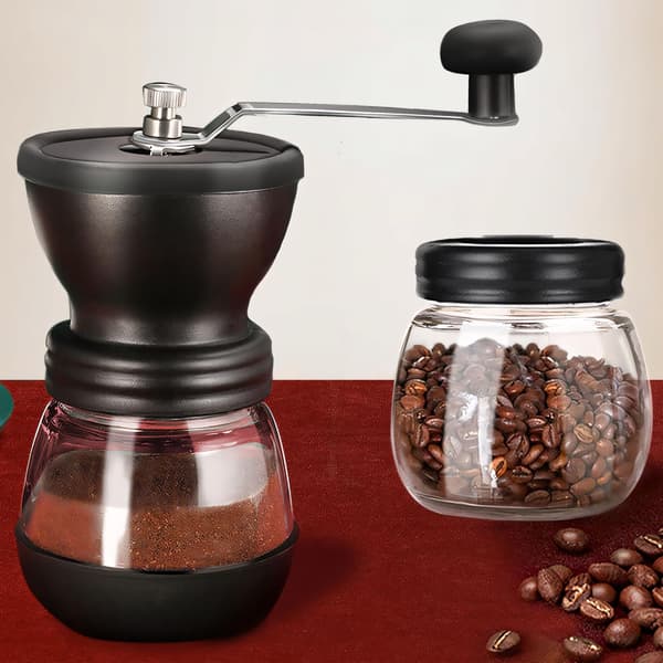 Kaffe- og peberkværn i rustfrit stål, lydsvag kaffekværn, sort