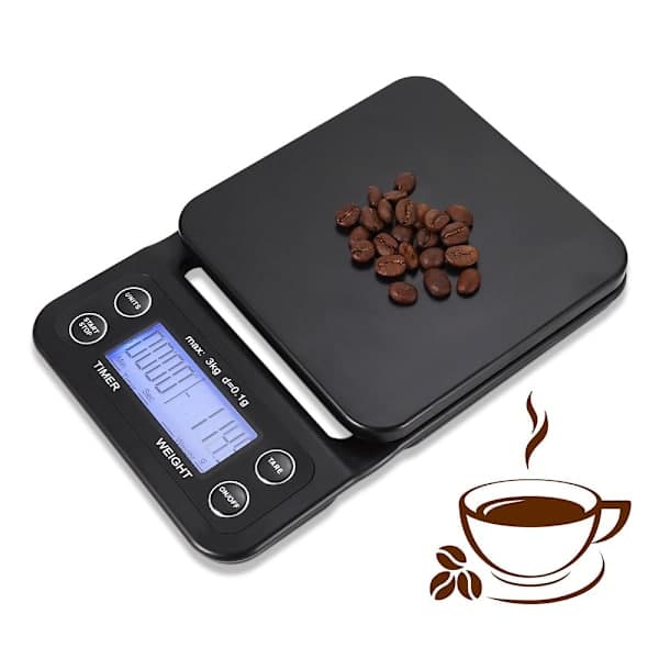 Digital køkkenvægt / kaffevægt 3 kg/0,1 g præcision Sort Sort