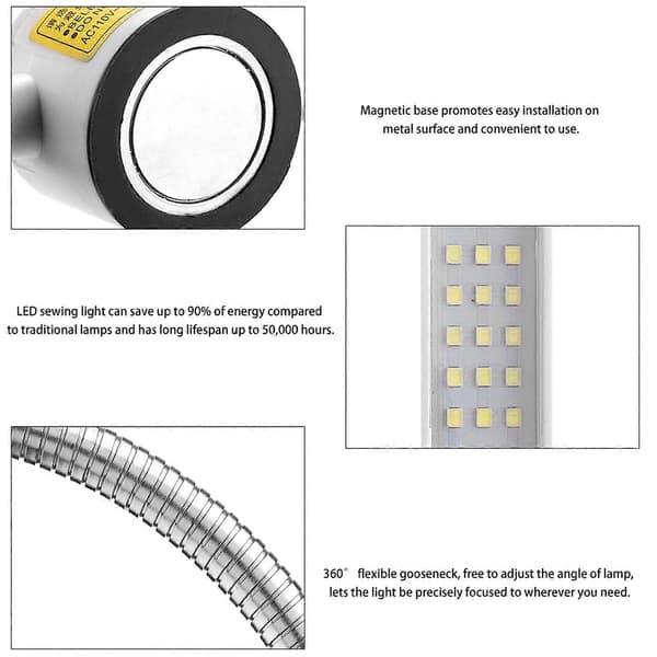 110265V 30 LED symaskinslampe fleksibel magnetisk base svanehals arbeidslampe (LGL)