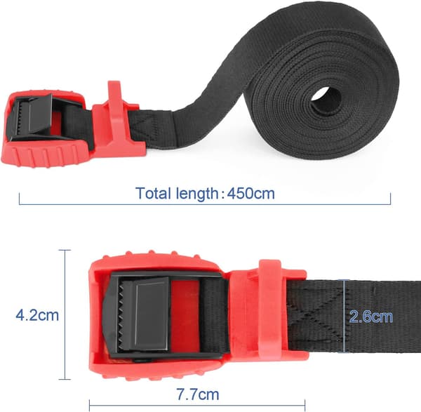 2 Justerbare Remme, til Kajak, Autocamper, Cykel, Motorcykel, 4,5MX2,5CM