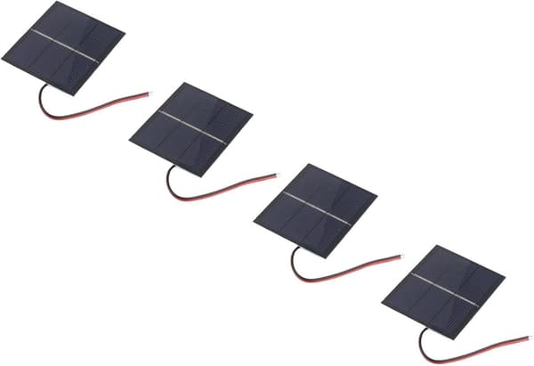 4 stk. 0,65W 5V solcellepaneler med ledninger for småskala strømlys, elektronikk