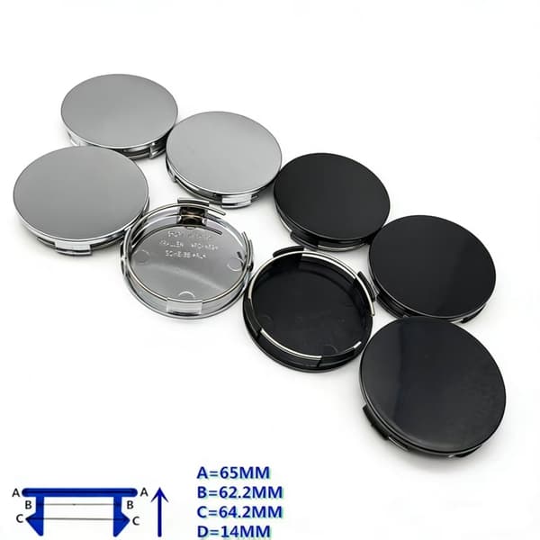 4-pack Center Caps - Rim Hub Emblem Silver 65mm (BT) Silver 65mm Silver 65mm Silver Silver