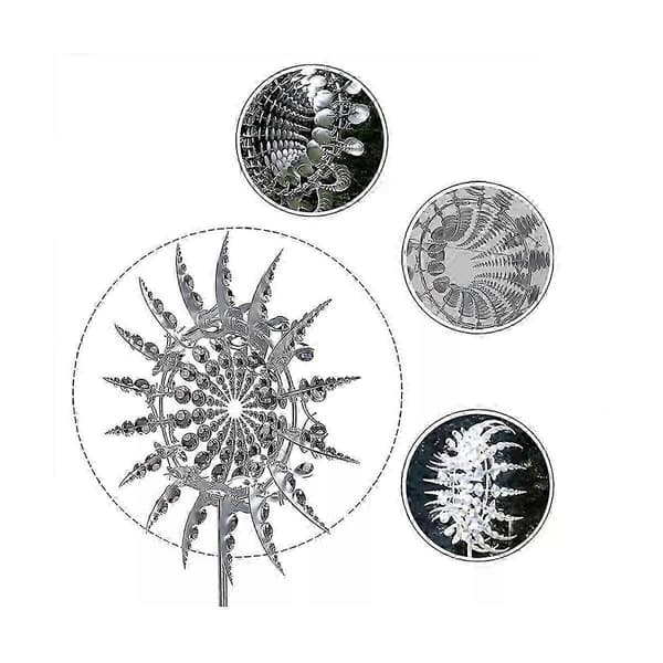 New Unique Magical Metal Windmill 3D Wind Powered Kinetic Sculpture Lawn Metal Wind Solar Spin