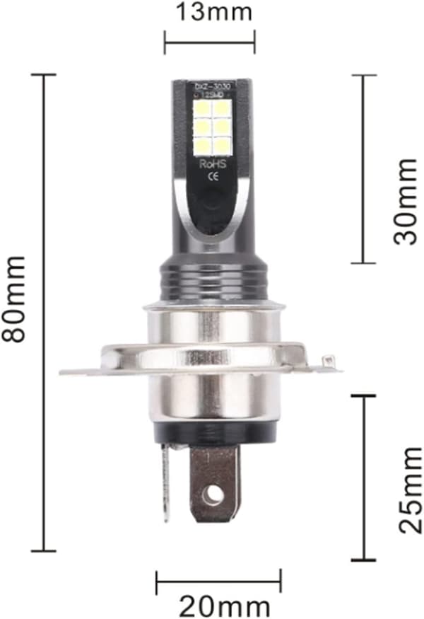 2 pcs LED Headlights, 2525 12LED Car Vehicle Headlight Replacement for H3 Headlight DC12V-24V White 6500K-7500K