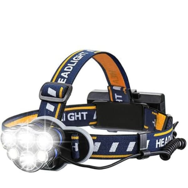 Supersterk hodelykt oppladbar LED-lampe LED-hodelykt med 6 lysdioder 8 lysmoduser med USB-kabel
