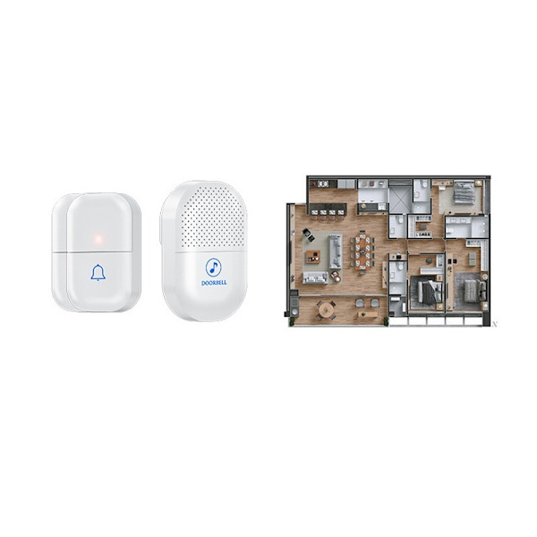 Digital Smart Wireless Doorbell White - EU Plug (1 Transmitter, 1 Receiver)