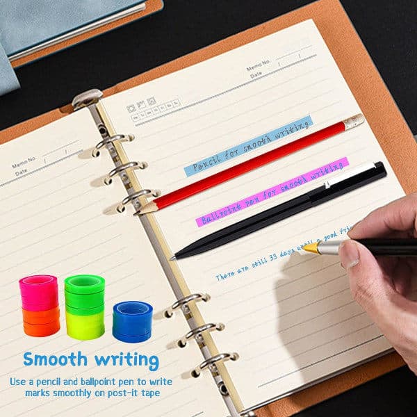 CDQ 20 Rolls Transparent Writable Overlay Tape Sticky Notes 5 Bright Colors Book Tabs 0.6 cm × 5 m