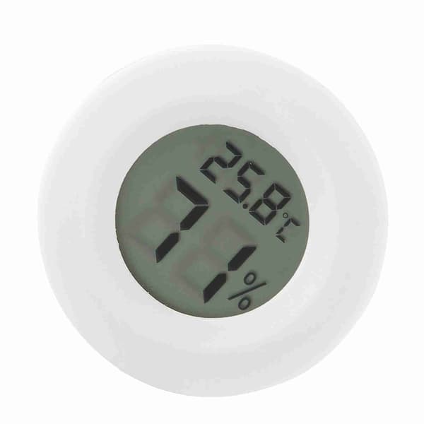 Mini digitalt LCD-termometer og hygrometer, rund form, temperatur- og fuktighetsmåler for reptiler